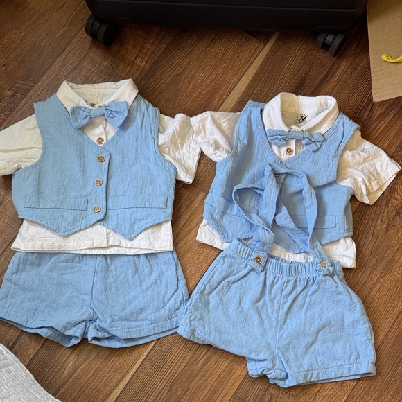 Adorable Boys Blue and White Matching Set - Picture 1 of 1